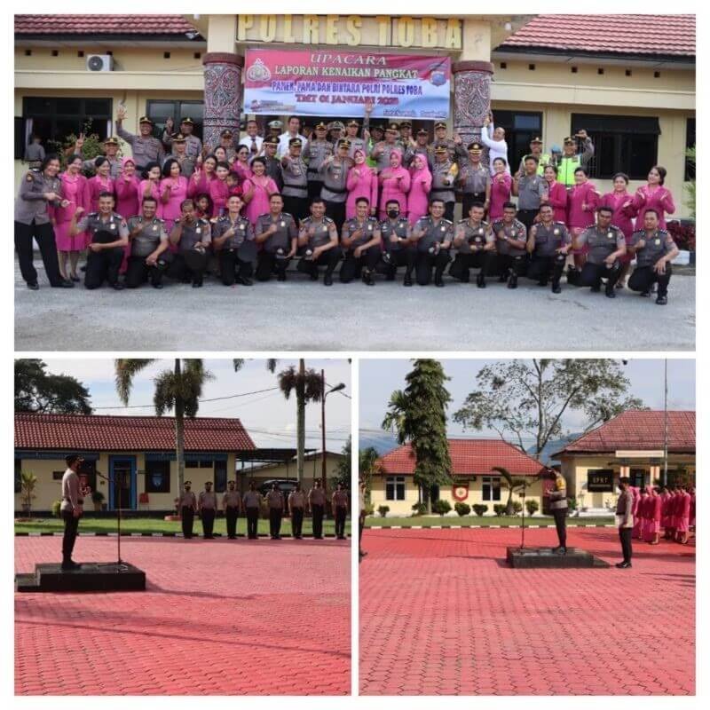 Kapolres Toba AKBP TAUFIQ HIDAYAT THAYEB, S.H., S.I.K., memimpin Upacara Korp Raport Kenaikan Pangkat Perwira dan Bintara Anggota Polri Polres Toba