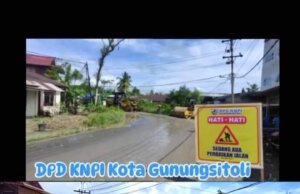 Peduli : DPD KNPI Gunungsitoli Perbaiki Jalan Rusak