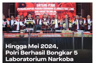 Polri berhasil membongkar lima laboratorium gelap narkoba yang tersebar di berbagai wilayah di Indonesia