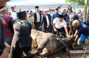 Pj Gubernur Banten Al Muktabar Laksanakan Salat Idul Adha 1445 H dan Potong Hewan qurban di Masjid Raya Al Bantani
