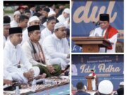 PJ WALI KOTA TEBING TINGGI DAN KELUARGA LAKSANAKAN SHOLAT IDUL ADHA 1445 H DI LAPANGAN MERDEKA
