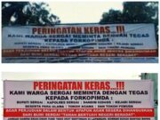 Spanduk Bertuliskan “Peringatan Keras” Kepada Mafia Judi Terpampang di Sergai Sumut