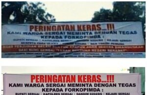 Spanduk Bertuliskan “Peringatan Keras” Kepada Mafia Judi Terpampang di Sergai Sumut