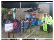 Diguyur Hujan, Kapolresta Deli Serdang Tinjau Langsung Pelaksanaan Pemungutan Suara di TPS