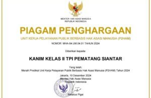 Kantor Imigrasi Kelas II TPI Pematang Siantar Raih Predikat Unit Kerja Berbasis P2HAM Tahun 2024
