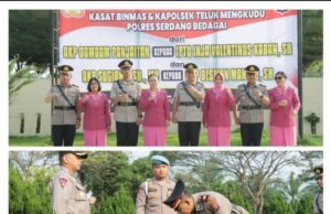 Serah Terima Jabatan Kasat Binmas dan Kapolsek Teluk Mengkudu di Polres Sergai