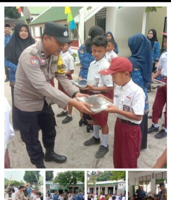 Polres Sergai Kawal Peninjauan Perdana Program Makan Bergizi Gratis di SD Negeri Kota Pari